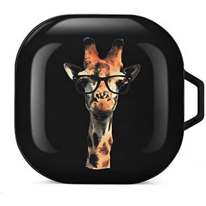 Giraffe met zonnebril oordopjes hoesje compatibel met Samsung harde beschermhoes zwart stijl
