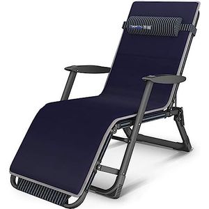 GEIRONV Draagbare Zero Gravity Recliner Chair, met Kussen Verstelbare Lounger Chair Draagbare Balkon Leisure Home Lunch Nap Chair Fauteuils (Color : With pad, Size : 178x52x25cm)
