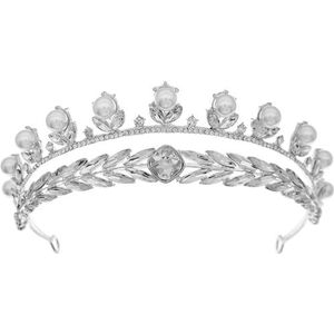 Bruidsdialoog, bal tiara, prinses tiara, volwassen Oren van tarwe strass kroon kristal bruids tiara prinses kroon verjaardag kroon tiara's en kronen for vrouwen en meisjes haartoebehoren