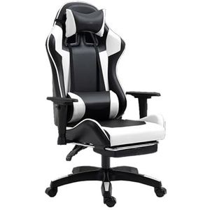 Ergonomische kantoor, pc-gamingstoel Goedkope bureaustoel Executive PU-leer Computerstoel Lendensteun met voetsteun Moderne taakrollende draaistoel for dames, heren (Kleur : White, Maat : 49x50cm)