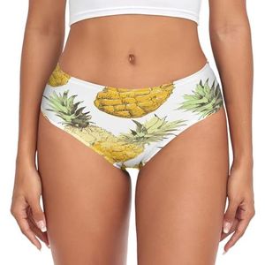 sawoinoa Ananas Tropische Klassieke Fruit Onderbroek Vrouwen Middelgrote Taille Slip Vrouwen Comfortabel Elastisch Sexy Ondergoed Bikini Slipje, Mode Pop, S