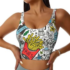Comic Art Print Comfortabele Vrouwen Sport Vest Yoga Workout Vest voor Vrouwen Lichtgewicht Zomer, Zwart, S