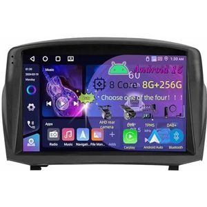 9 inch dubbele DIN Android 15 autoradio, voor Ford Fiesta Mk6 2008-2019, met CarPlay achteruitrijcamera, stuurbediening, bluetooth, GPS, navigatie, FM digitale radio, WiFi, (C4, 8+128G)