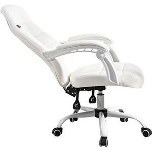 PU Lederen Bureaustoel Liggende Bureaustoel Home Boss-stoel Kan Worden Gedraaid Ergonomische Computerstoel (Color : White, Size : 64 * 64 * 115cm)