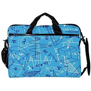 EZIOLY Blauwe Wiskundige Formule 14 Inch15 Inch Laptop Schouder Messenger Bag Crossbody Aktetas Messenger Sleeve voor 13 Inch tot 14 ""Laptop, Meerkleurig, 11*15in