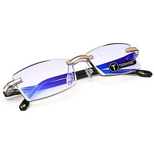 TERAISE Randloze leesbril Mode Diamond Cut Edge Design Anti-blauwe lens Brillezers voor…