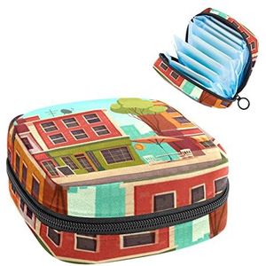 Maandverband Opbergtas,Draagbare maandverband Opbergzak,Urban Street, Meerkleurig, 4.7x6.6x6.6 in/12x17x17 cm
