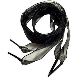 Flyingfish 2 cm brede ribbon veters organza platte schoenveters voor kinderen en dames, 80 - 120 cm, zwart, 80