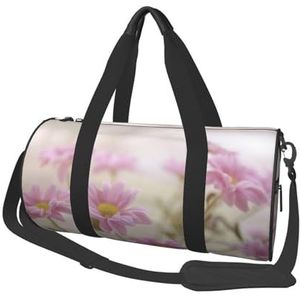 SYLALE Retro Stijl Roze Bloemen Print Reistas Waterdichte Weekender Bag Carry On Tote Bags Voor Vrouwen En Mannen, Zwart, Eén maat