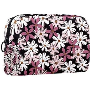 Cosmetische tas voor dames,kleine make-uptas voor portemonnee,Daisy Roze Vintage bloem,Cosmetische reistas,make-uptasje