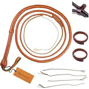 Indiana Jones Kangoeroe lederen bullwhip 4 tot 24 voet / 1,2 tot 7,3 meter zwart zware professionele zweep paardensport, lederen buik & lederen bolster binnenkant (5,4 meter))