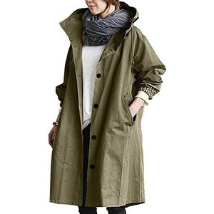 Regenjas OutdoorJacket Waterdicht Dames Lange Regenjas met Capuchon Outdoor Regenjas Windjack Oversized Elegante Lichtgewicht Outdoor Trenchcoats (Color : Army Green, Size : M)