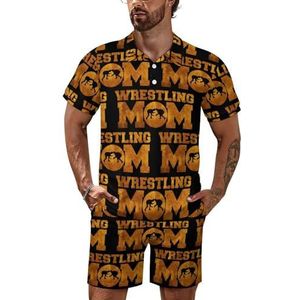 Wrestling Mom Poloshirt voor heren, set met korte mouwen, trainingspak, casual, strand, shirts, shorts, outfit, XL