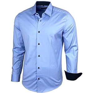 Baxboy B-444 Overhemd, voor heren, slimfit, gemakkelijk te strijken, lange mouwen, lichtblauw, M