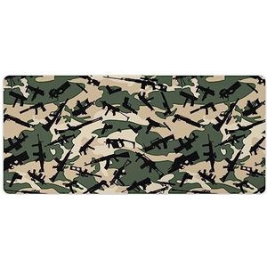 Groene Camouflage Pistool Wapen Print Bureau Pad Protector Muismatten Kantoor Tafel Mat Grote Muismat Antislip Laptop Pad