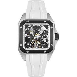 BODERRY Vierkante Automatische Titanium Horloge Voor Mannen 72H Power-Reserve Side Transparante Case 10ATM Waterdichte Zwitserse Super-Luminous Sport Horloges-Storm, Zwart-w