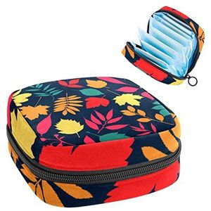 Herfst Herfst Blad,Periode Pouch Draagbaar,Tampon Opbergtas,Tampon Houder voor Portemonnee Vrouwelijke Product Organizer, Meerkleurig, 4.7x6.6x6.6 in/12x17x17 cm