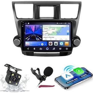 Android 14 Autoradio Navi voor T-oyota Highlander 2 (2007-2013) 9-inch QLED-scherm autoradio met draadloze Carplay Android Auto-GPS-navigatie met BT5.0 HIFI FM 5G-WiFi SWC RDS-MICROFOON,M120s