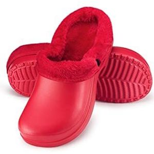ESTRO Winterclogs Gevoerd Dames Winterklompen - Tuinclogs Heren Gevoerd Winterklompen voor Heren Warm Tuinclogs voor Heren A12 (38, Rood)