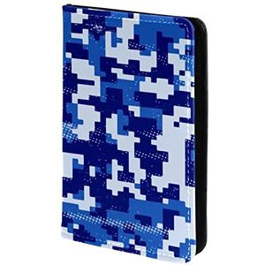 Camouflage blauwe paspoorthouder, paspoorthoes, paspoortportemonnee, reisbenodigdheden, Meerkleurig, 11.5x16.5cm/4.5x6.5 in