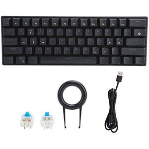 Gamingtoetsenbord, 61-toetsen Bedraad mechanisch gamingtoetsenbord Gamingtoetsenbord met LED-achtergrondverlichting voor thuis en op kantoor, met reserveschakelaar en sleuteltrekker, zwart