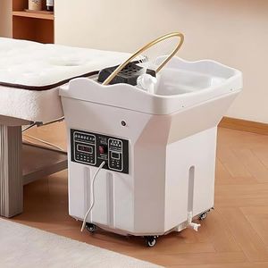 LYNNEYING Spa-haarwasapparaten, Japanse hoofdspa-machine met 60L-tank, watervalmassage & fumigatie & lichttherapie, draagbaar hoofdspa-systeem voor salons en schoonheidsklinieken(Fumigation,White)
