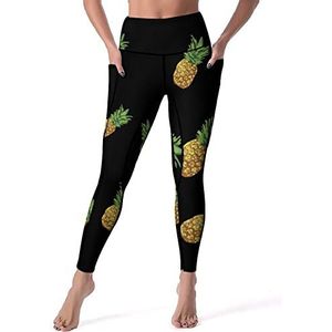 Ananas Aquarel Vrouwen Yoga Broek Hoge Taille Leggings Buikcontrole Workout Running Leggings M