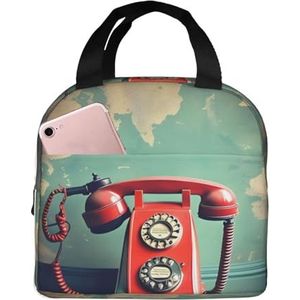 SUUNNY Engeland UK Retro Londen Telefoon Print Geïsoleerde Lunch Bag Tote Bag, Warmte Lunch Box Cooler Thermische Tas voor Werk