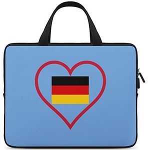 I Love Duitsland Rood Hart Laptop Tas Duurzaam Waterdicht Notebook Draagtas Computer Tas Aktetas 15 inch