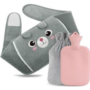 Warmwaterkruik, rubberen warmwaterkruikriem met zachte pluche, handwarmer, hoes, warmwaterzak voor pijnverlichting voor nek, rug, schouderbenen