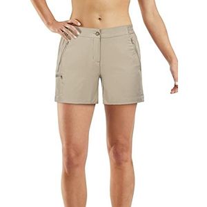 33,000ft Wandelbroek voor dames, korte cargoshorts, bermuda, stretch, lichte hardloopshorts, zomer, UPF50+, korte broek voor wandelen, kamperen, reizen, Kaki, 38