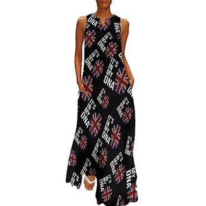 It's In My DNA Britse vlag dames enkellengte jurk slim fit mouwloze maxi-jurk casual zonnejurk S