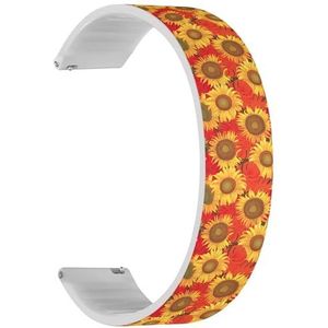 Solo Loop band compatibel met Forerunner 645/645 Music, Forerunner 55, Garmin Forerunner 245/245 Music (zonnebloemen rood blad), snelsluiting, 20 mm rekbare siliconen band, accessoire, Siliconen, Geen