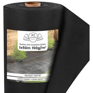 SKYLANTERN Mulchdoek, 150 g/m², zeer dik, waterdicht en UV-stabiliteit, 50 m x 1 m (50 m²), onkruidverdelger, 150 g, hoogwaardig vlies