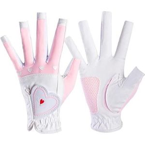 Golfhandschoen 1 paar dames golfhandschoenen vingerloze zachte sporthandschoenen dames meisje korrels antislip handschoen links en rechts elegante wanten golfhandschoenen (kleur: roze, maat: 18)