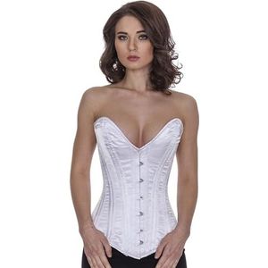 Satijn corset wit volborst plunge diep decolleté Korset sl02