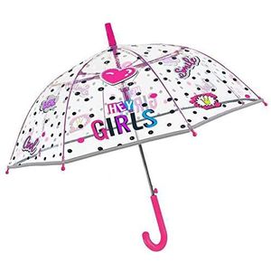 PERLETTI Paraplu voor meisjes, 45 cm, automatisch, transparant, met reflecterende meisjes (6/36) (PT-15578), Kleur, único