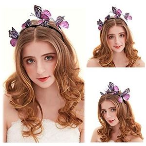 MINTIME Dames meisjes vlinder haarband hoofdband haaraccessoires hoofdtooi bruidssieraad (roze)