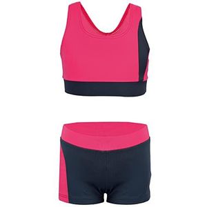 Aquarti Meisjes Sport Bikini Racer Bustier & Zwembroek, Donkergrijs/roze, 158