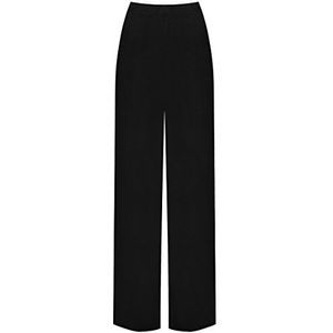 SXME MIGHT SAY Dames Palazzo Wijde Pijpen Uitlopende Elastische Stretch Plus Size Effen Broek, Zwart, 38-40