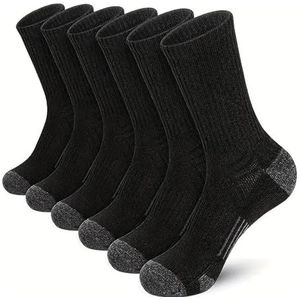 YIJIANUO 6 paar effen sokken voor heren, comfortabele ademende thermische sokken voor winter en herfst, 6 paar zwart, EU37-44