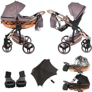 Nieuwheid! Originele Junama Diamond Heart V3 modulaire systemen combi-kinderwagen 2-in-1 + originele adapter Exclusive Prams (04 paars koper)