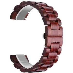 22 mm horlogeband roestvrij staal hout geschikt for Samsung Watch 3 41 mm 45 mm bands band geschikt for Huawei Watch 2 polsbandje snelsluiting (Color : Red, Size : 22mm)
