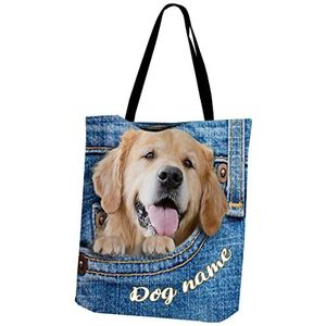 177 Handtassen Gepersonaliseerde Golden Retriever Hond Tote Bag Opvouwbare Shopper Bag Lichtgewicht Schoudertassen Voor Werk, Winkelen, Vakantie, 15X50X40cm, Draagtas2154, 15x50x40cm