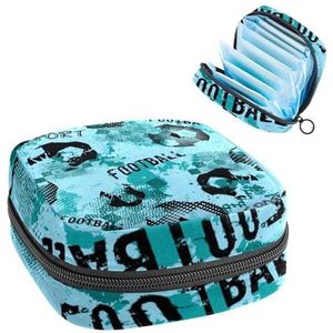 Opbergtas voor maandverband, menstruatiecup zakje tampon tas, menstruatiepads, houder organizer voor vrouwen en meisjes, voetbalpatroon