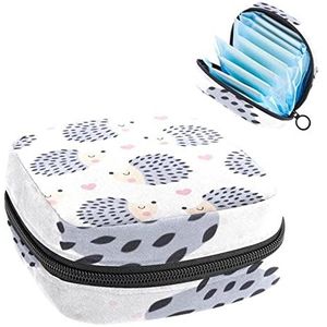 Leuke Cartoon Dier Egel Hart, Periode Pouch Draagbare, Tampon Opbergtas, Tampon Houder voor Portemonnee Vrouwelijke Product Organizer, Meerkleurig, 4.7x6.6x6.6 in/12x17x17 cm
