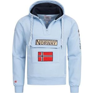 Geographical Norway Gymclass voor heren, herenhoody met kangoeroezak en rits, sweatshirt met logo en capuchon, warm, lange mouwen, herentruien voor lente, zomer, herfst en winter, Hemelsblauw, XXL