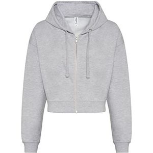 noTrash2003 Dames Hooded Full Zip Sweatjack Sweatshirt Hoodie met ritssluiting Cropped Abcut Bolero Style XXS-XL in 5 kleuren (XS, Grey (Heather Grey))