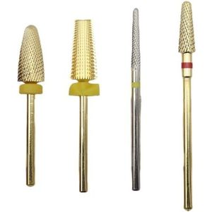 DHRCONPA 4 stuks zilvercarbide nagelboorbits, kunst elektrische machinevijlen, gereedschap, snijden en polijsten