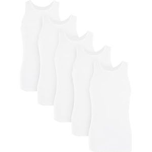 Basic Treasure 5-pack heren onderhemd 100% katoen | katoenen tanktop voor mannen | ondoorzichtige witte tanktop met ronde hals | fijn geribbeld (DE/NL/SE/PL, Alfabetisch, M, Regular, Regular, Wit)
